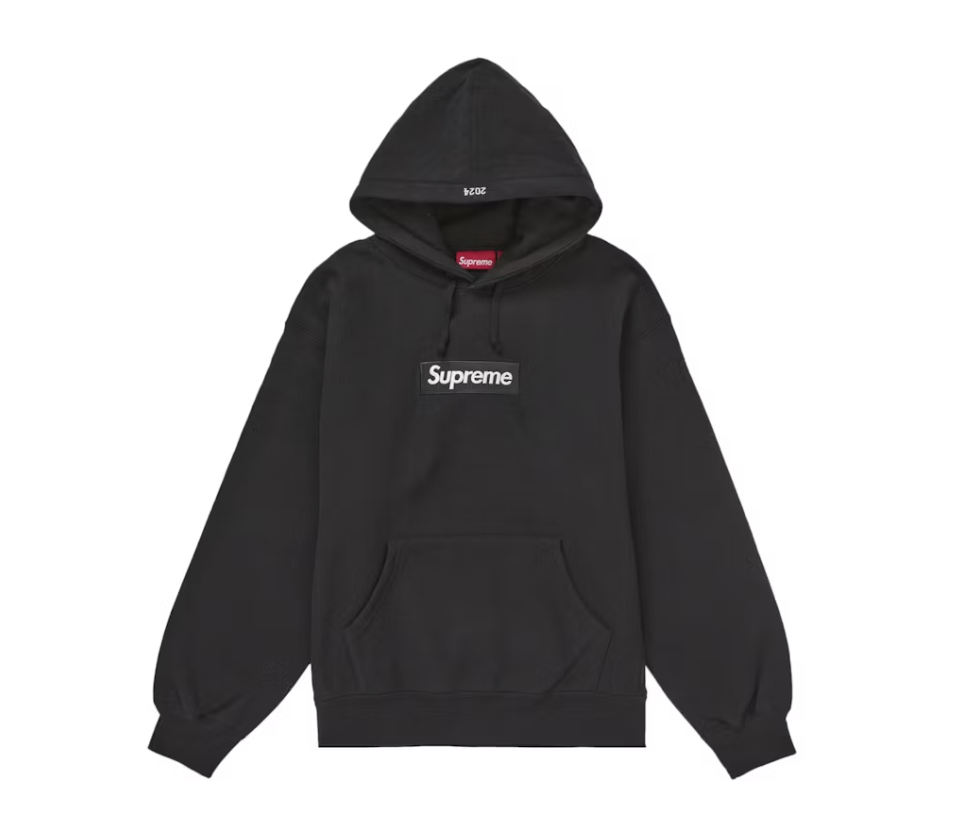 Black Supreme Box Logo Hoodie from Fall/Winter 24 Collection, iconic streetwear