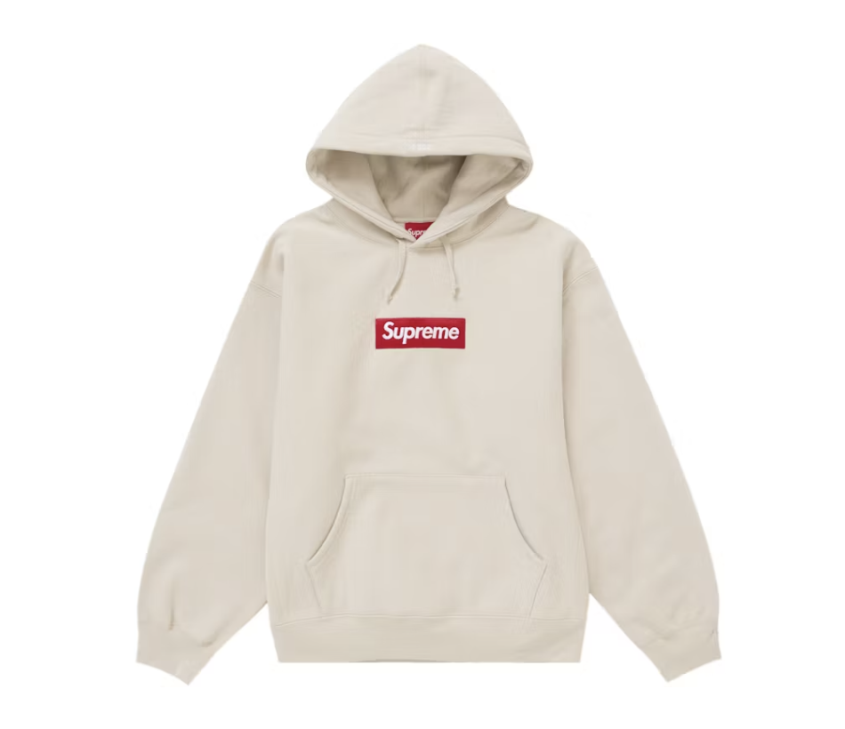 Supreme Box Logo Hoodie in Stone colorway from Fall/Winter 2024 collection