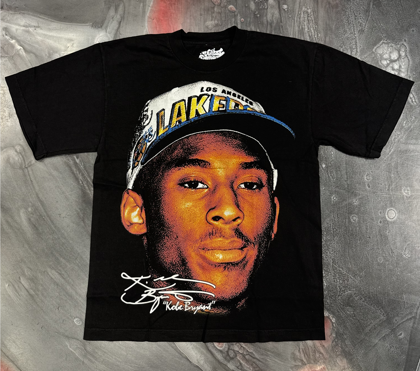 Vintage Demand Kobe Bryant Big Head Tee in Black, a tribute to the basketball legend