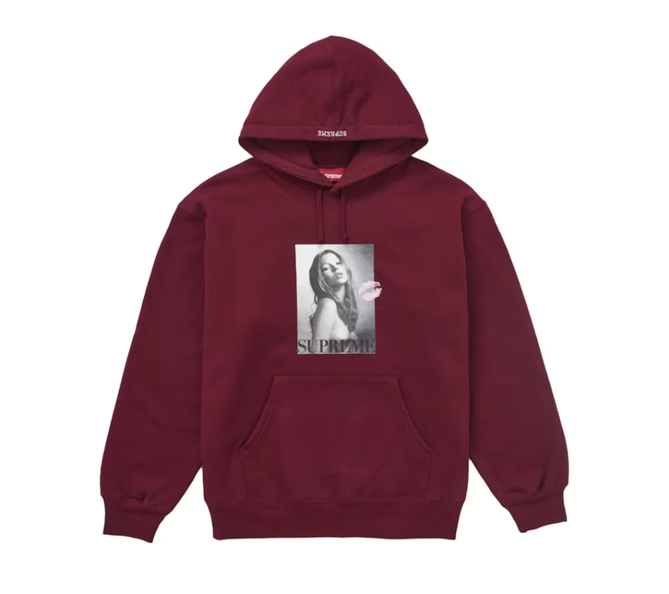 Supreme Kate Moss Hoodie in Cardinal FW24 - a stylish and trendy fashion statement for any wardrobe