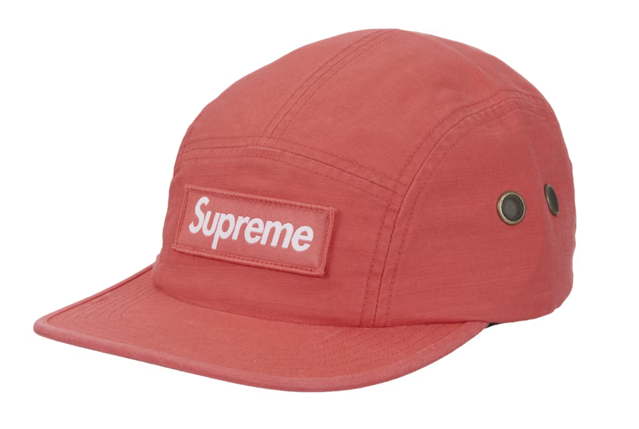 Supreme Military Camp Cap in coral color, SS25, brand new and deadstock