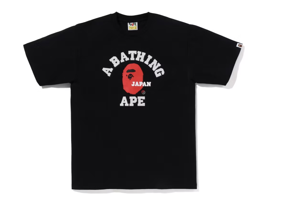 BAPE Japan College Tee - Black SS23 1J22-110-011 BRAND NEW (DEADSTOCK) t-shirt