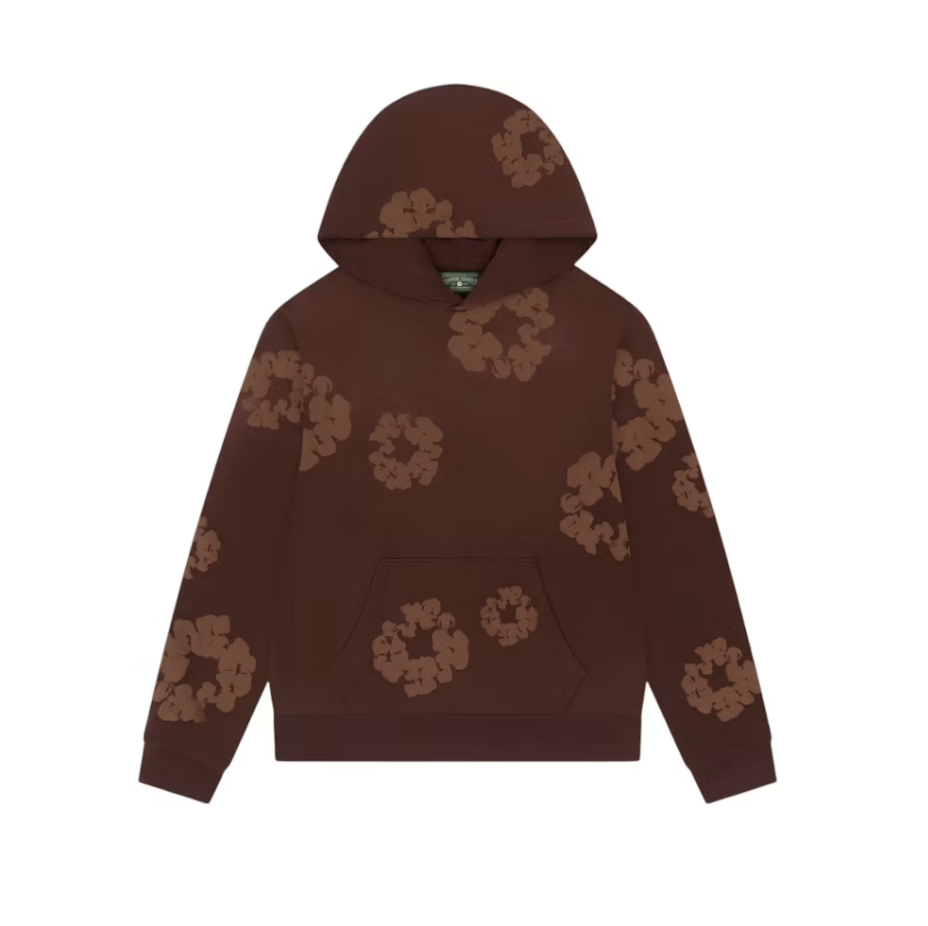A brown denim tears mono cotton wreath hoodie from SS25 collection