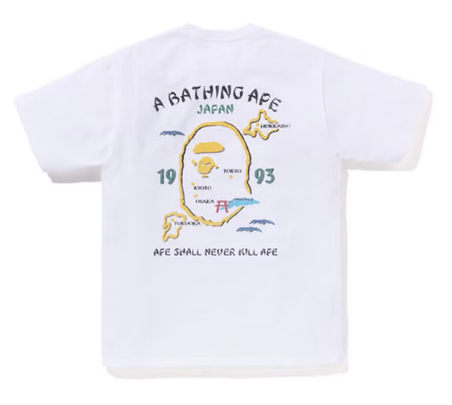 White BAPE Japan Exclusive Souvenir 2 Tee from SS23 collection, brand new deadstock status