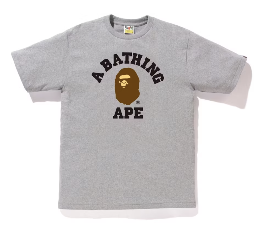 A brand new grey BAPE College Tee from SS19 collection, deadstock condition