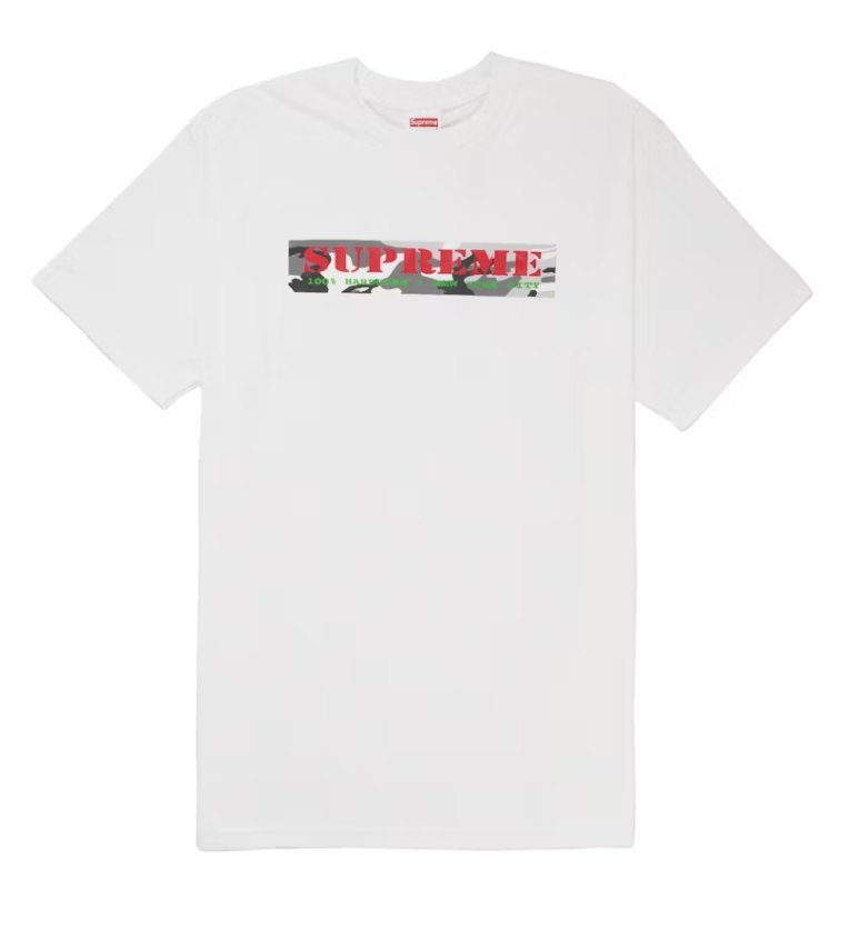 White Supreme Hardcore Tee from SS25 season, brand new deadstock streetwear shirt