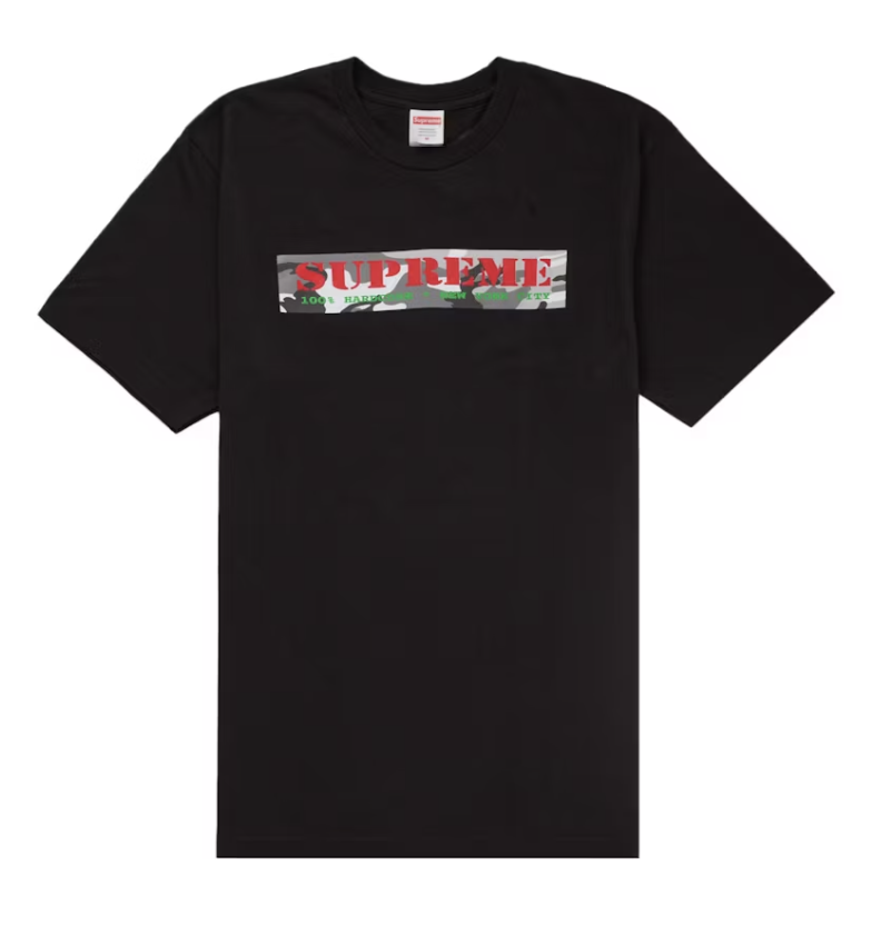 Black Supreme Hardcore Tee from SS25 season, brand new deadstock fashion T-shirt