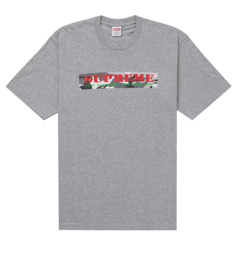 Supreme Hardcore Tee in Heather Grey from SS25 season, brand new deadstock top