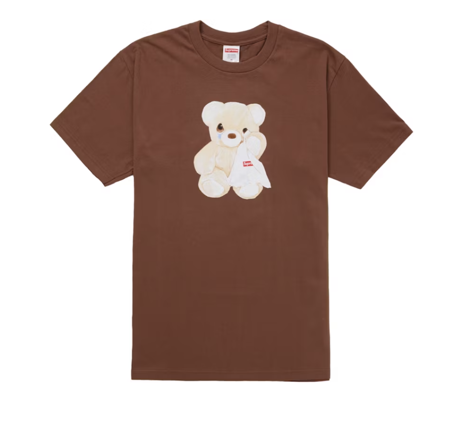 New Supreme Bear Tee in brown for SS25 season, deadstock and unworn, perfect for collectors