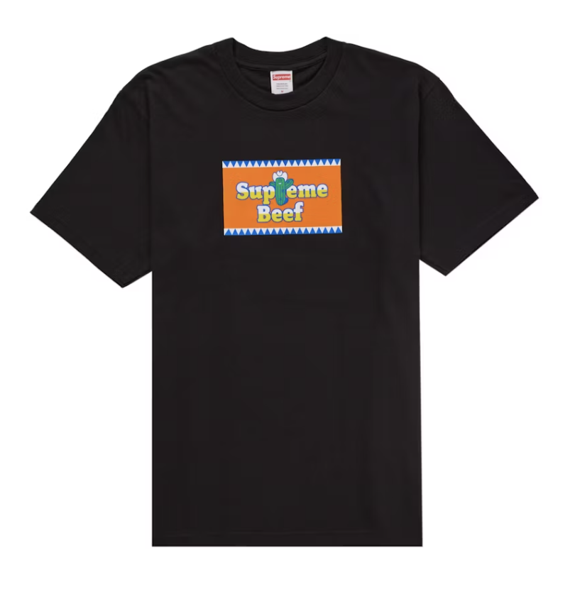Black Supreme Beef Tee from SS25 collection, brand new deadstock men's t-shirt