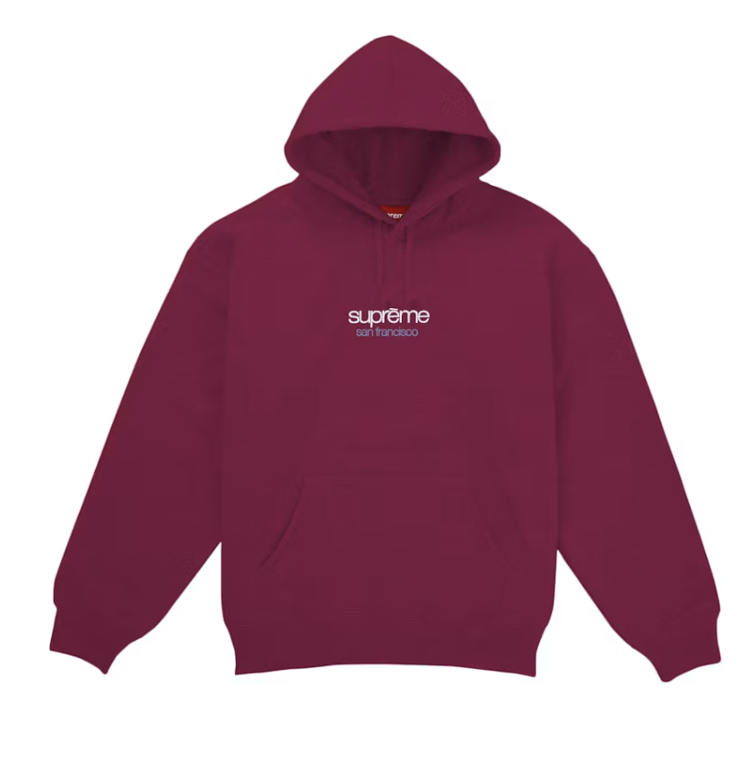 Supreme Classic Logo SF Shop Hoodie - Red (FW25) – Fresh Society Supreme Classic Logo SF Shop Hoodie - Red (FW25) – Fresh Society