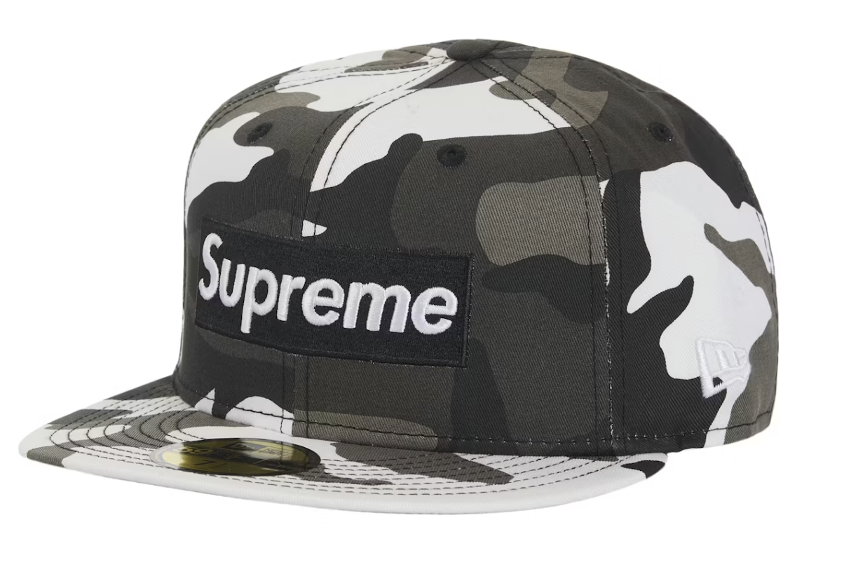 Supreme MLB Teams Box Logo New Era 59Fifty Fitted Hat - Snow Camo (FW25)