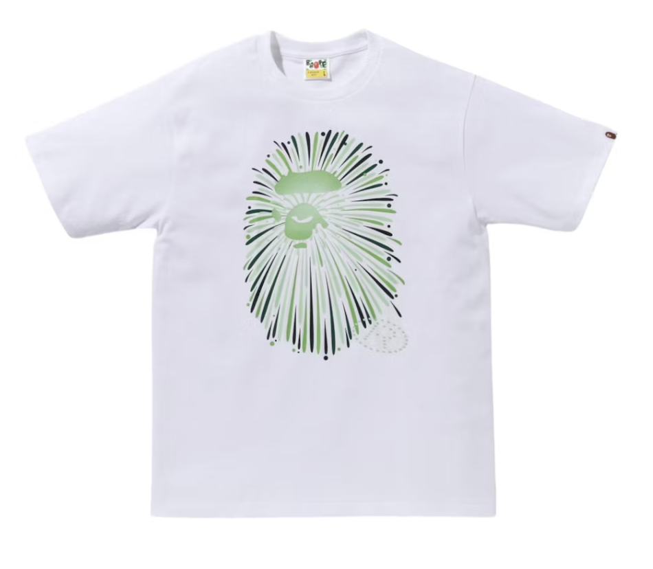 BAPE Ape Head Firework I Tee - White/Green