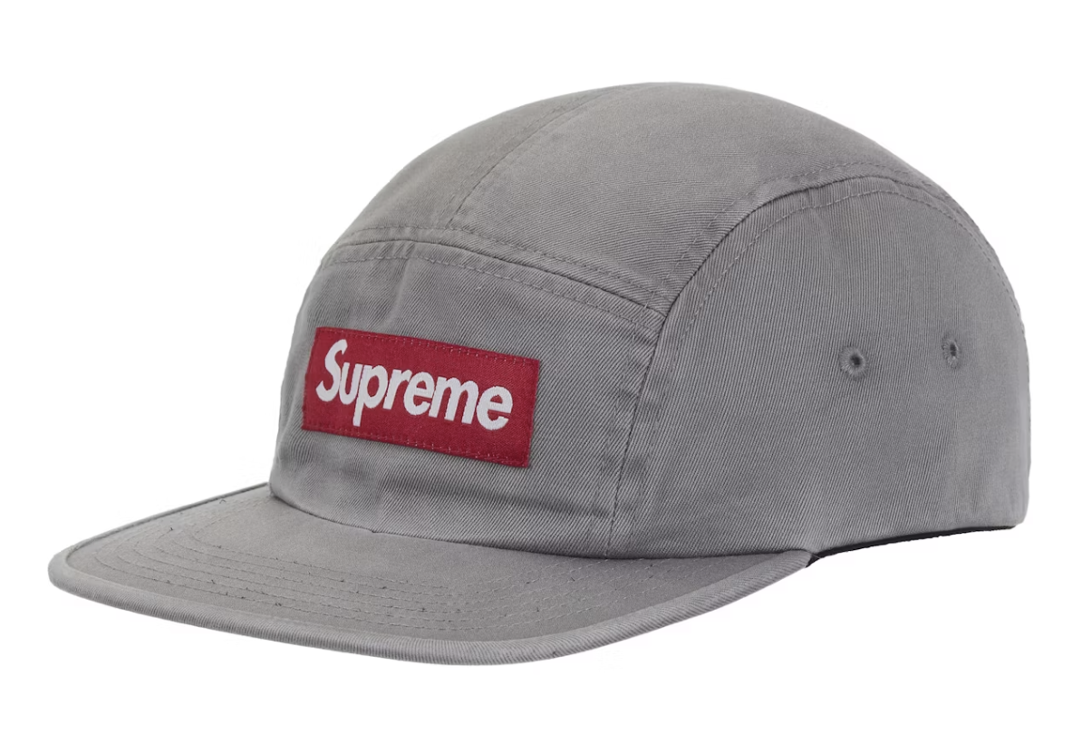 Supreme Washed Chino Twill Camp Cap - Grey (SS26)