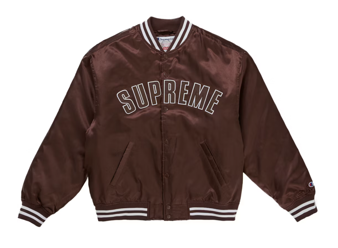 Supreme Champion Satin Varsity Jacket - Brown (SS26)