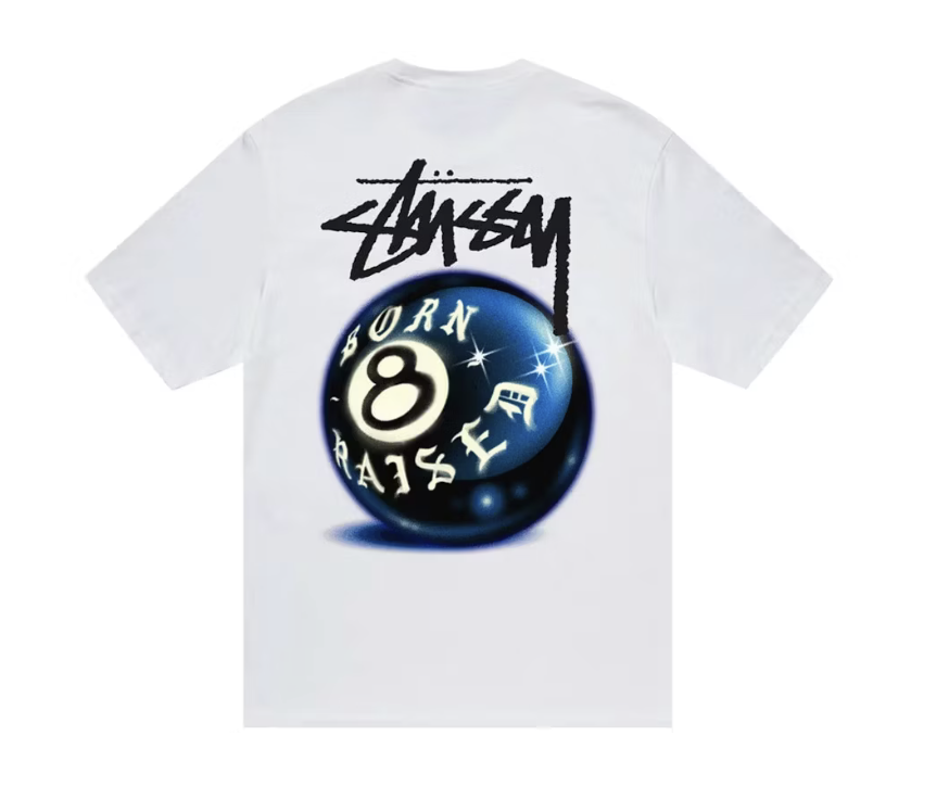 Stussy Born X Raised 8 Ball Tee - White