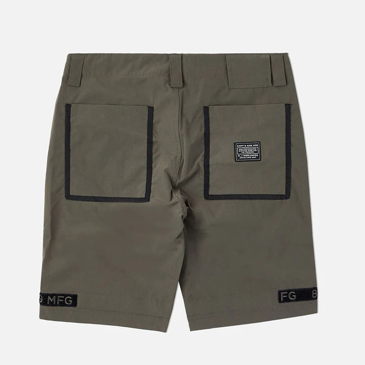 8&9 Olive Strapped Up Rip Stop Shorts (SHRIPOLI) with adjustable waistband and cargo pockets for a versatile look and convenient storage
