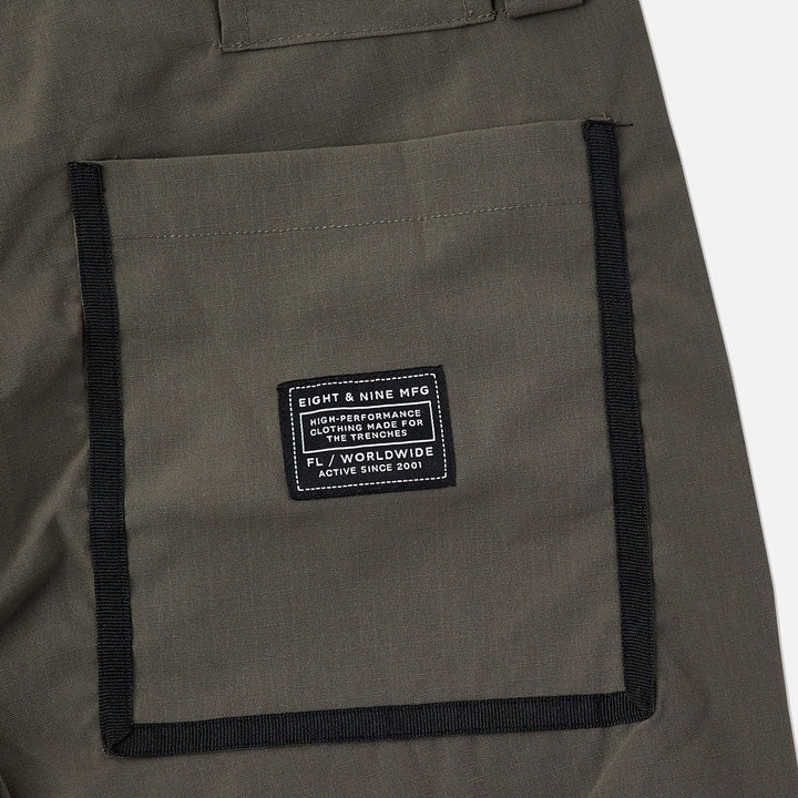 Olive green Rip Stop Shorts (SHRIPOLI) featuring adjustable straps and durable fabric for a stylish and functional choice