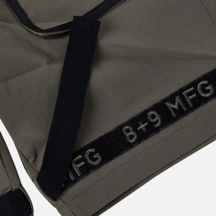 8&9 Olive Strapped Up Rip Stop Shorts (SHRIPOLI) - Comfortable and durable olive green shorts with adjustable straps