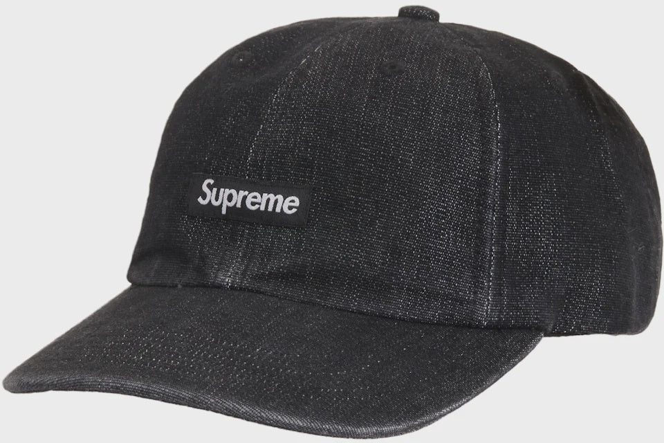 Black Supreme Cordura Denim Small Box 6-Panel cap, side view