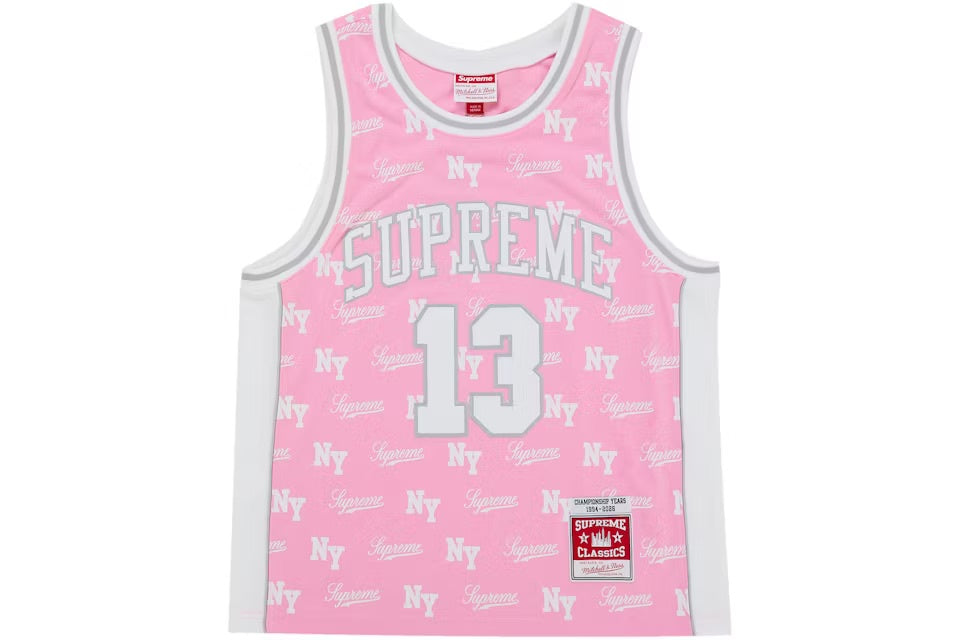 Supreme Mitchell & Ness Monogram Basketball Jersey - Pink (SS26)
