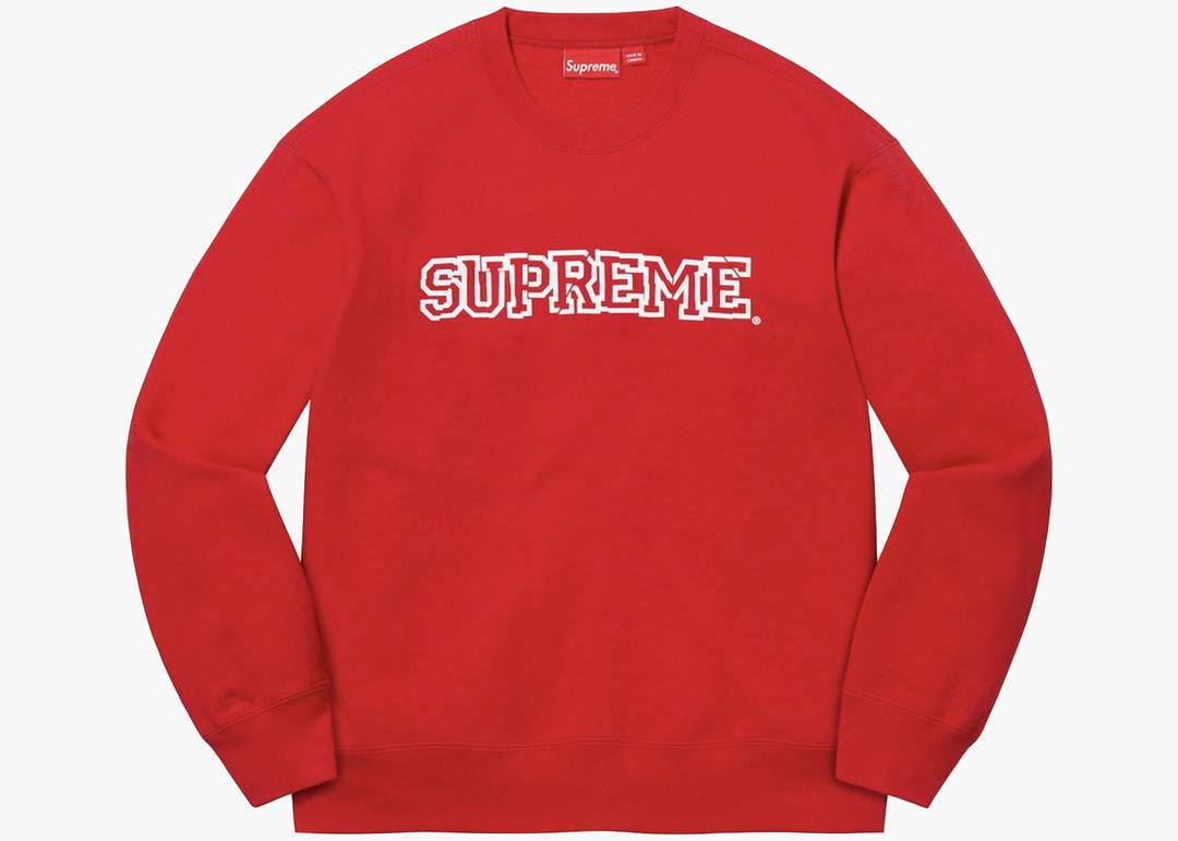 Supreme Side Logo Crewneck outlet Red Sweat Shirt Long Sleeve