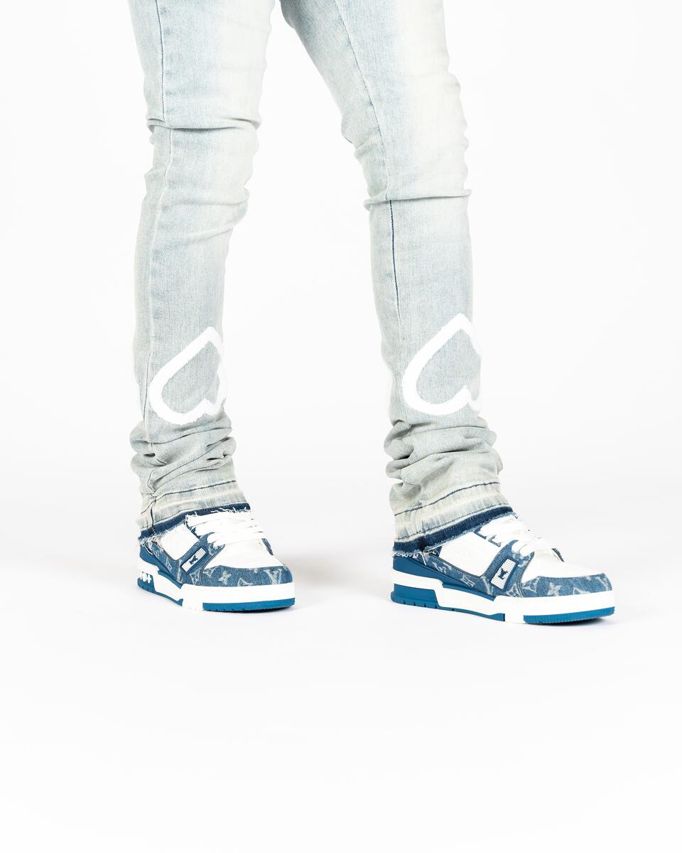 PHEELINGS Luminous Love Light Blue Flare Stack Denim jeans with flare stack design and comfortable fit