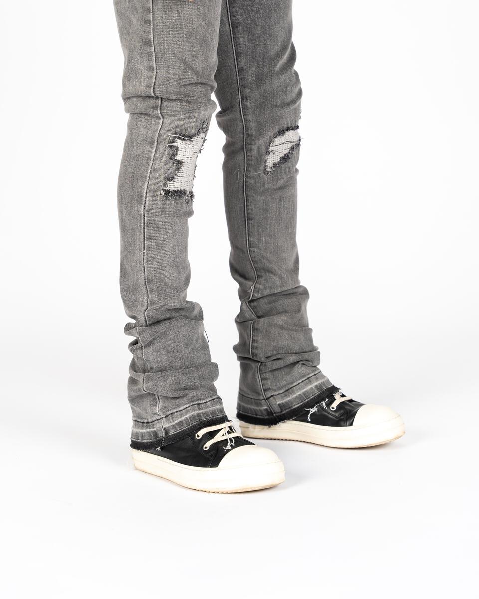 PHEELINGS Soulful Serenity Charcoal Grey Flare Stack Denim - stylish and comfortable