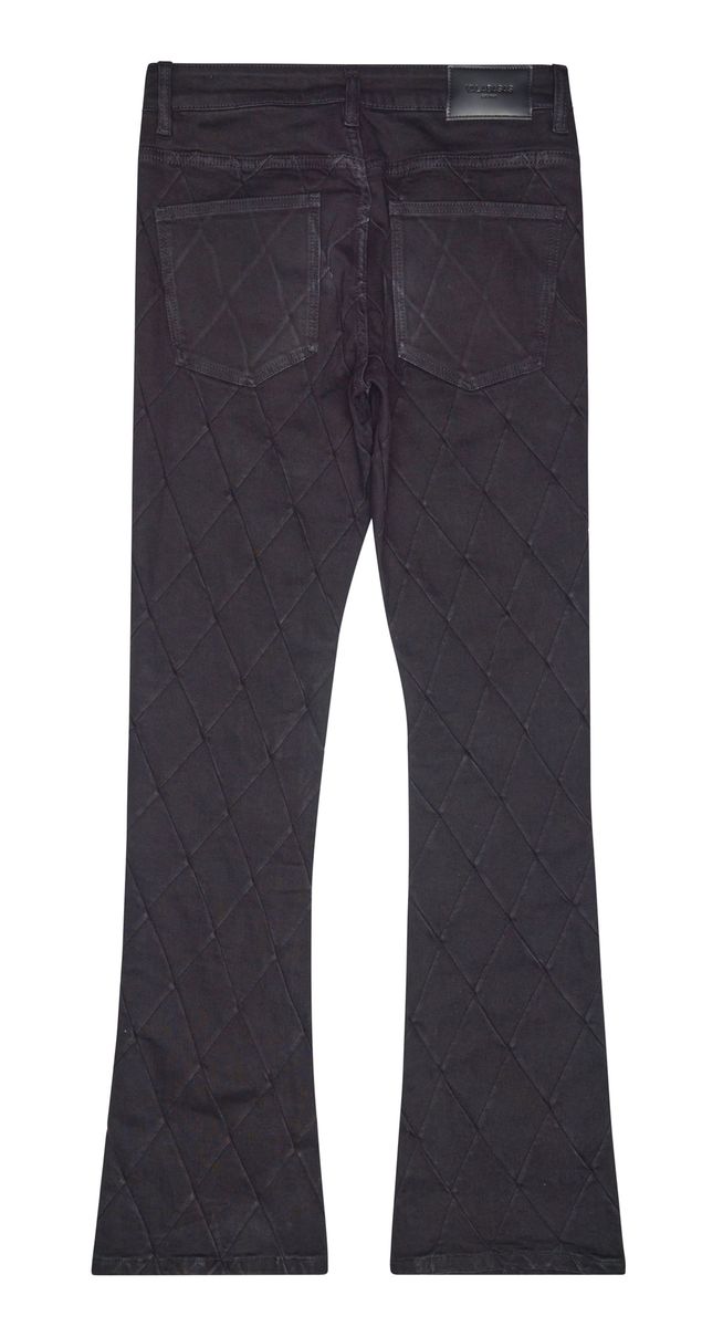 Valabasas Tire Jet Black Stacked Denim Jeans fabric texture close-up