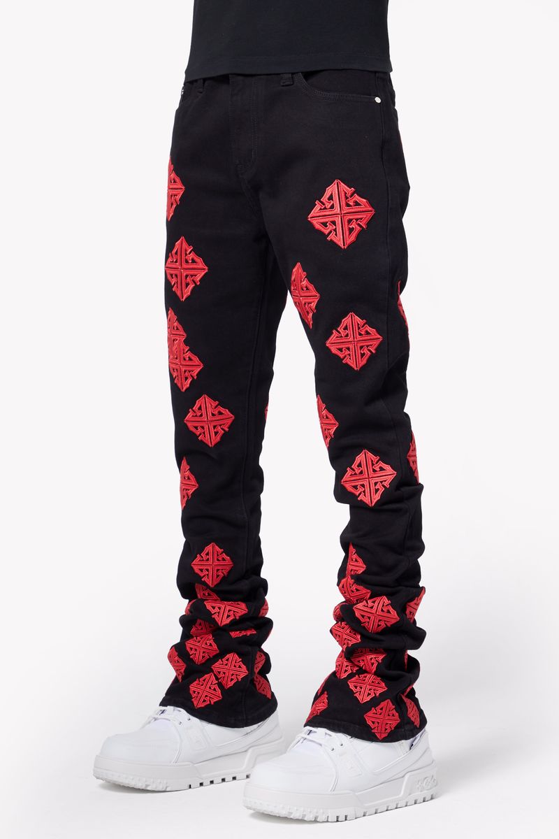 Side view of Guapi Crimson Icon Denim Jeans featuring a high-waisted fit and classic 5-pocket styling