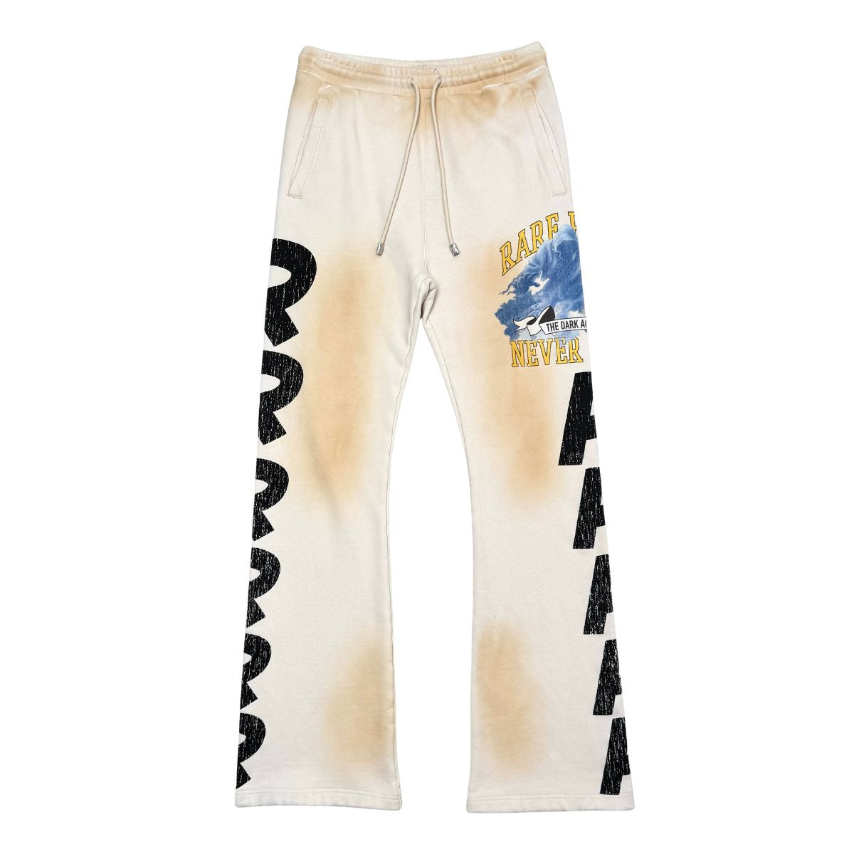 Rare Peace "Dark Age 2.0" Rhinestone Washed Ecru Stacked Jogger