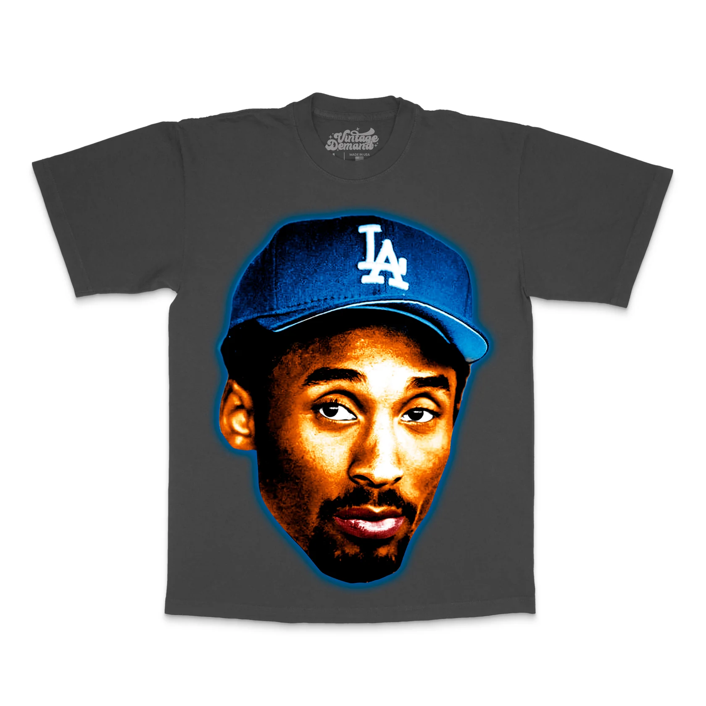 Vintage Demand Mamba Dodgers Head washed black t-shirt with jumbo print, dropped shoulder, and true-to-size fit