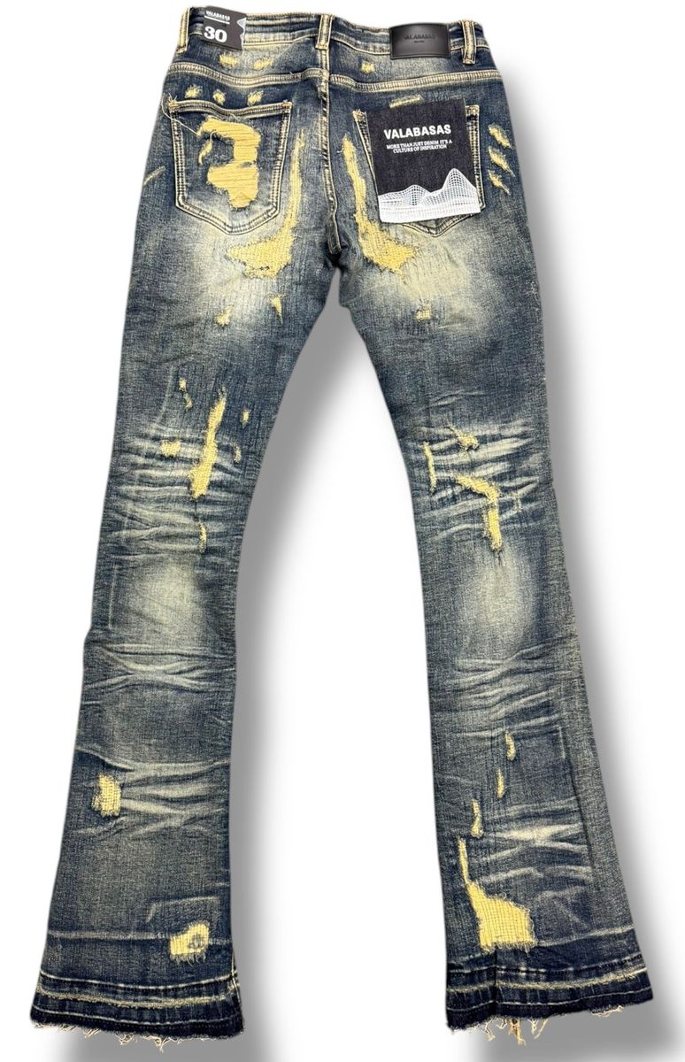 Valabasas Tearaway Dark Blue Wash Stacked Denim Jeans with stylish design and trendy fit
