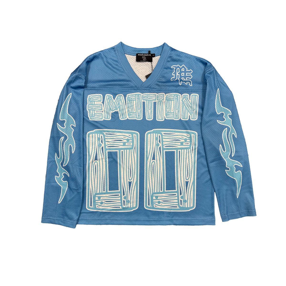 Oversized blue long sleeve with lightning design on the front