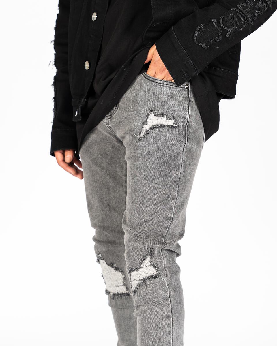 PHEELINGS Soulful Serenity Charcoal Grey Flare Stack Denim: High-waisted, vintage-inspired jeans with a flattering flare silhouette