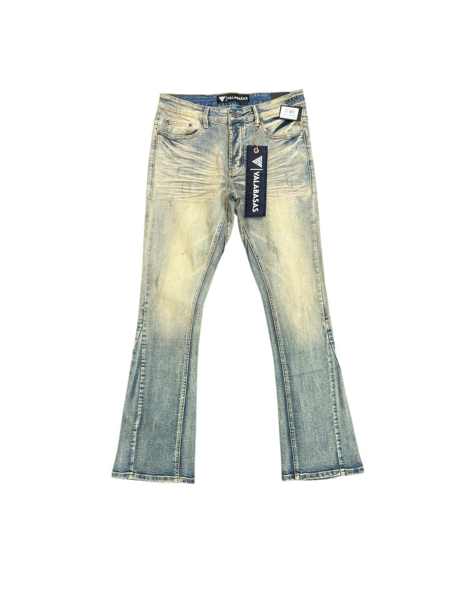 Light vintage stacked denim jeans from Valabasas's Mr Stacked collection featuring light wash and stacked design details