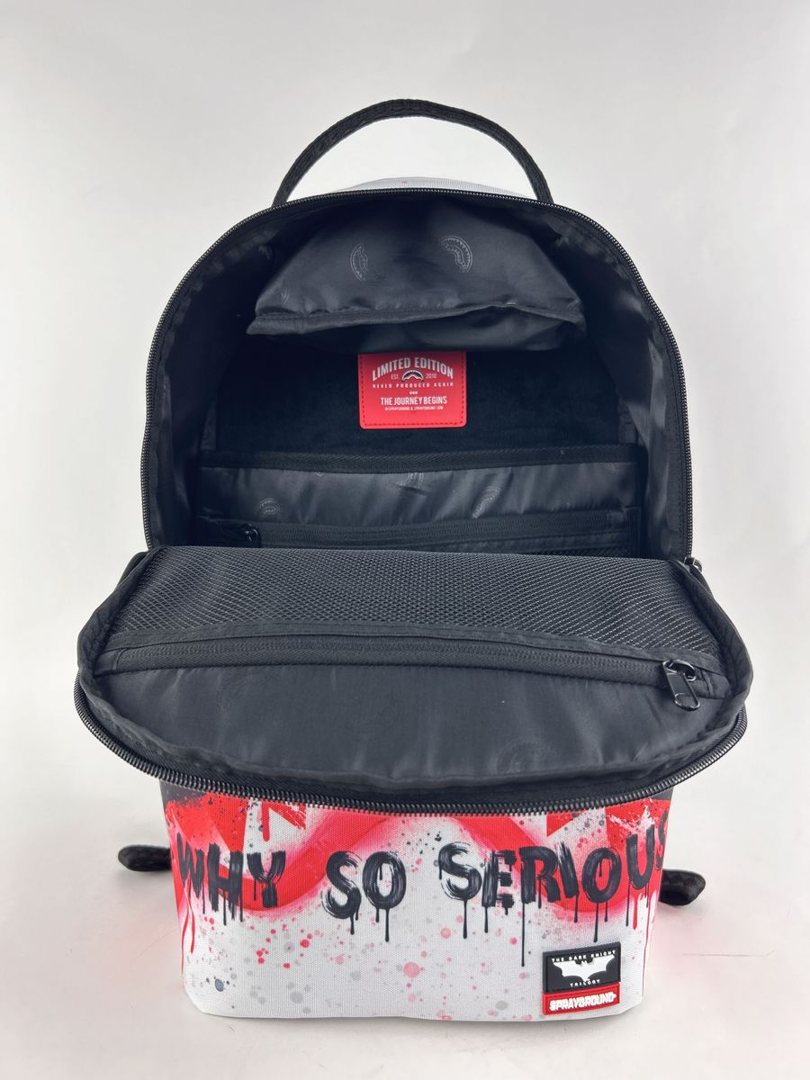 Large 18x115x65 inch Shark Mouth Backpack with Joker makeup design and durable 900D recycled polyester