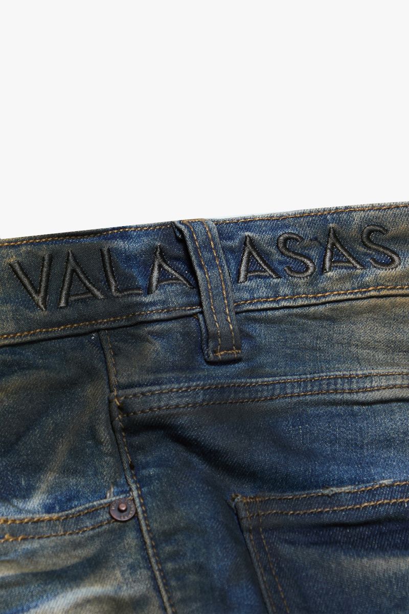Valabasas "Fax" Vintage Blue Washed/Dark Blue Stacked Denim Jeans