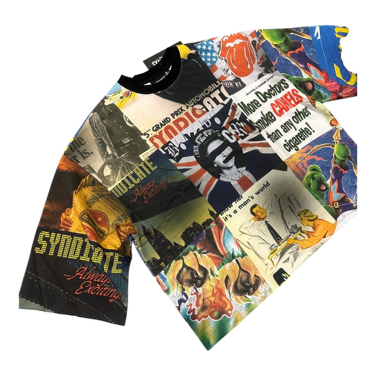 Front view of the Syndicate Nostalgic Crop Tee highlighting its trendy crop length and classic branding