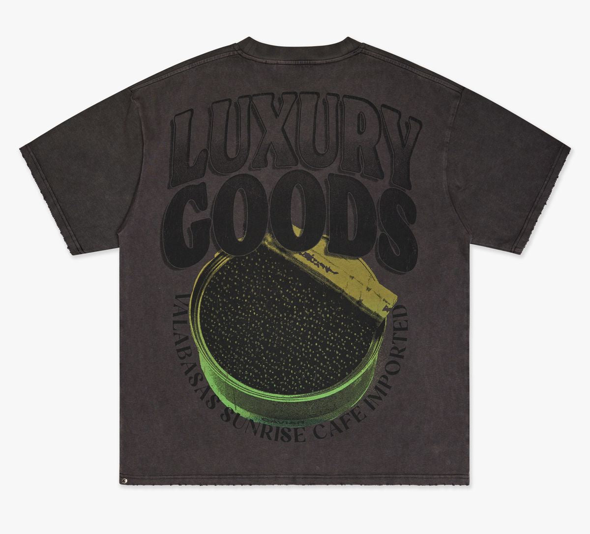 Comfortable grey Valabasas Lux Cafe T-shirt with stylish design and high-quality fabric