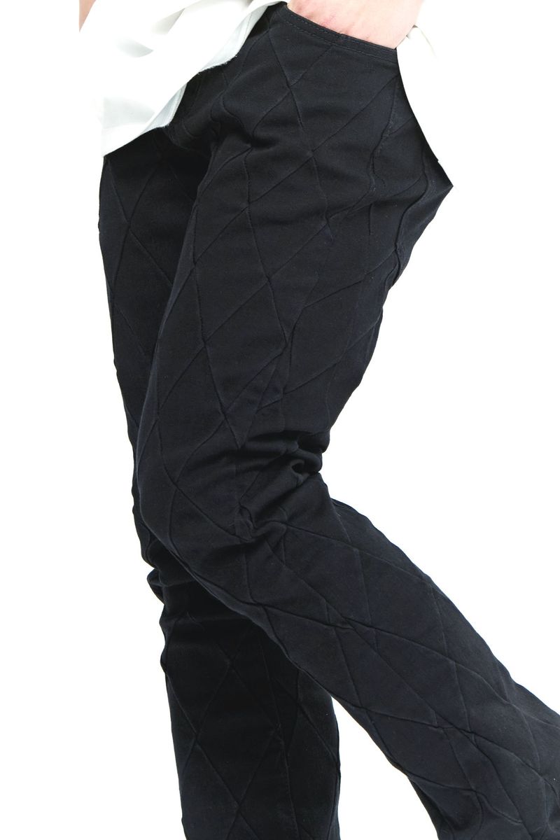 Valabasas Tire Jet Black Stacked Denim Jeans back view with logo patch