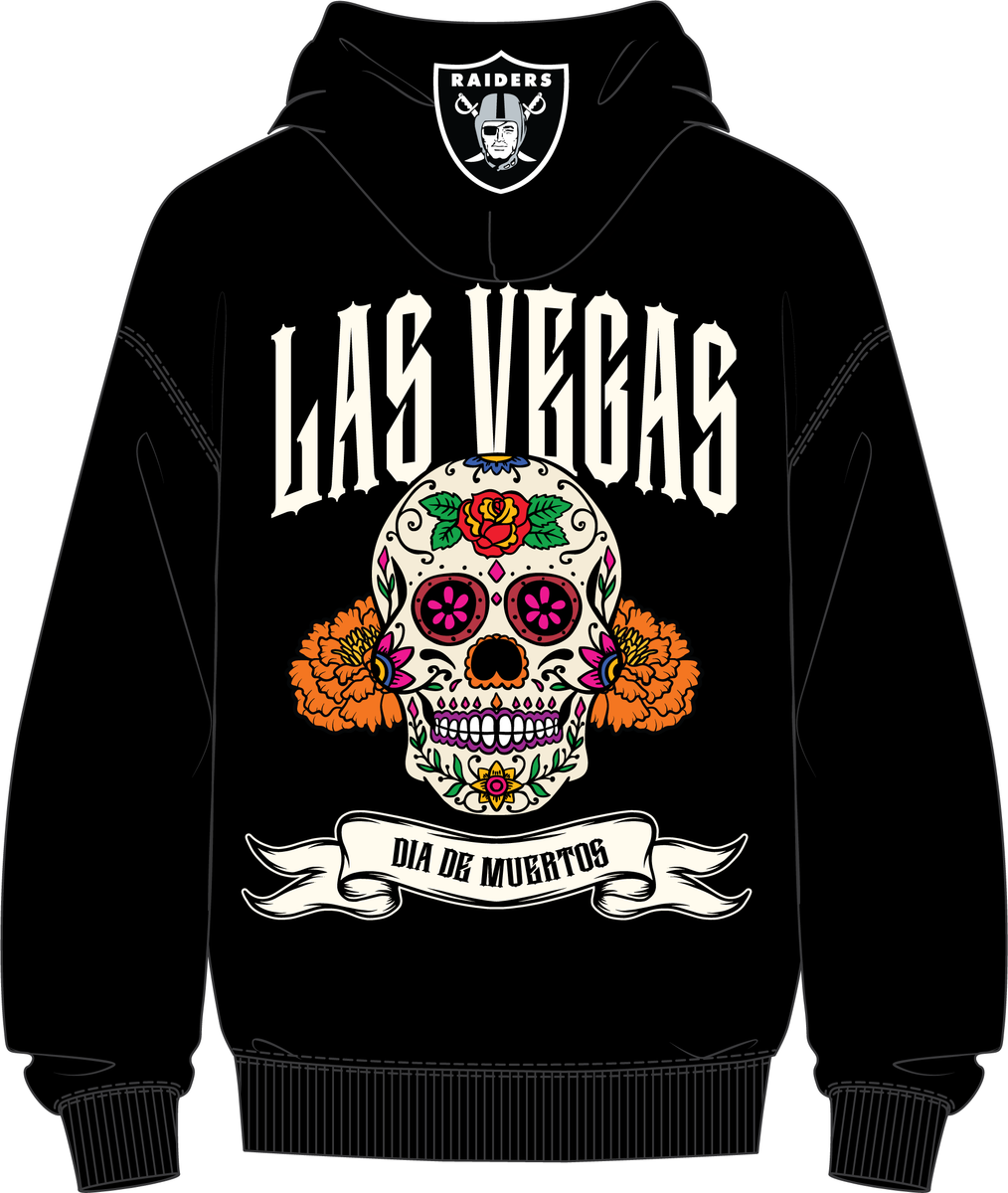 Pro Standard Las Vegas Raiders Rib Cage Drop Shoulder Hoodie - Black, close-up of drop shoulder design and rib cage detail