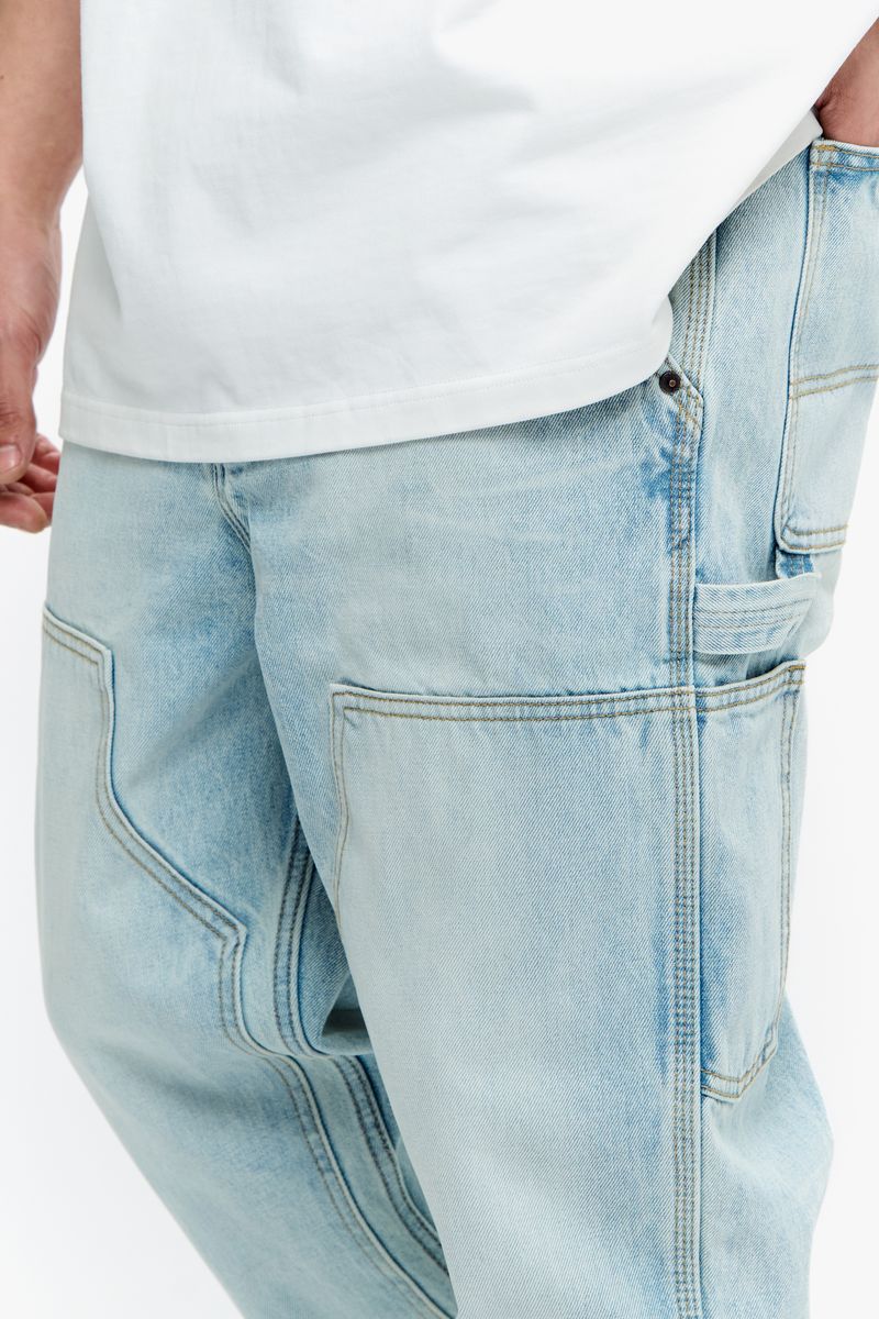 Full-length image of Valabasas Mr Straight light blue wash denim jeans emphasizing straight-leg cut