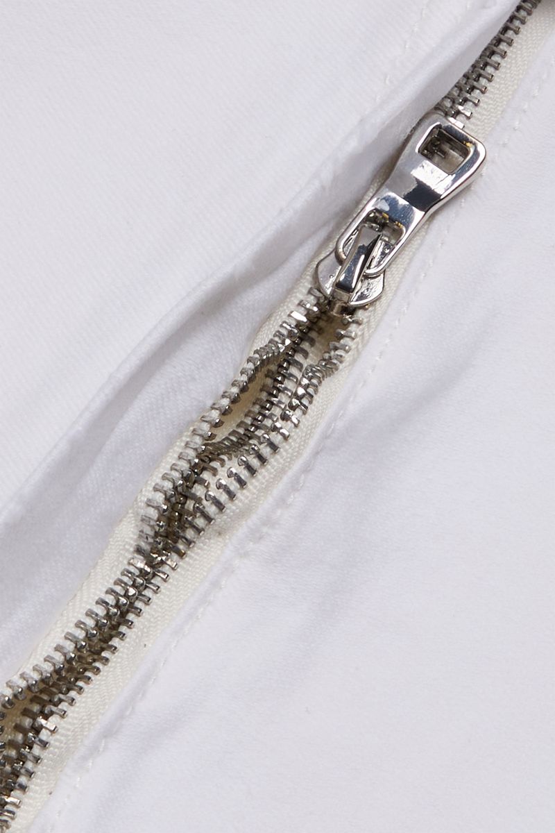 Fashionable and trendy white baggy jeans with stylish block stitch design and loose fit