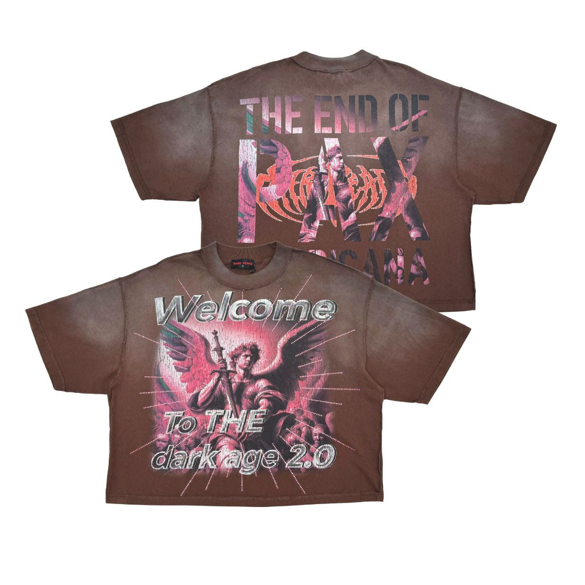 Rare Peace "Dark Age 2.0" All Over Rhinestone Dark Brown Tee
