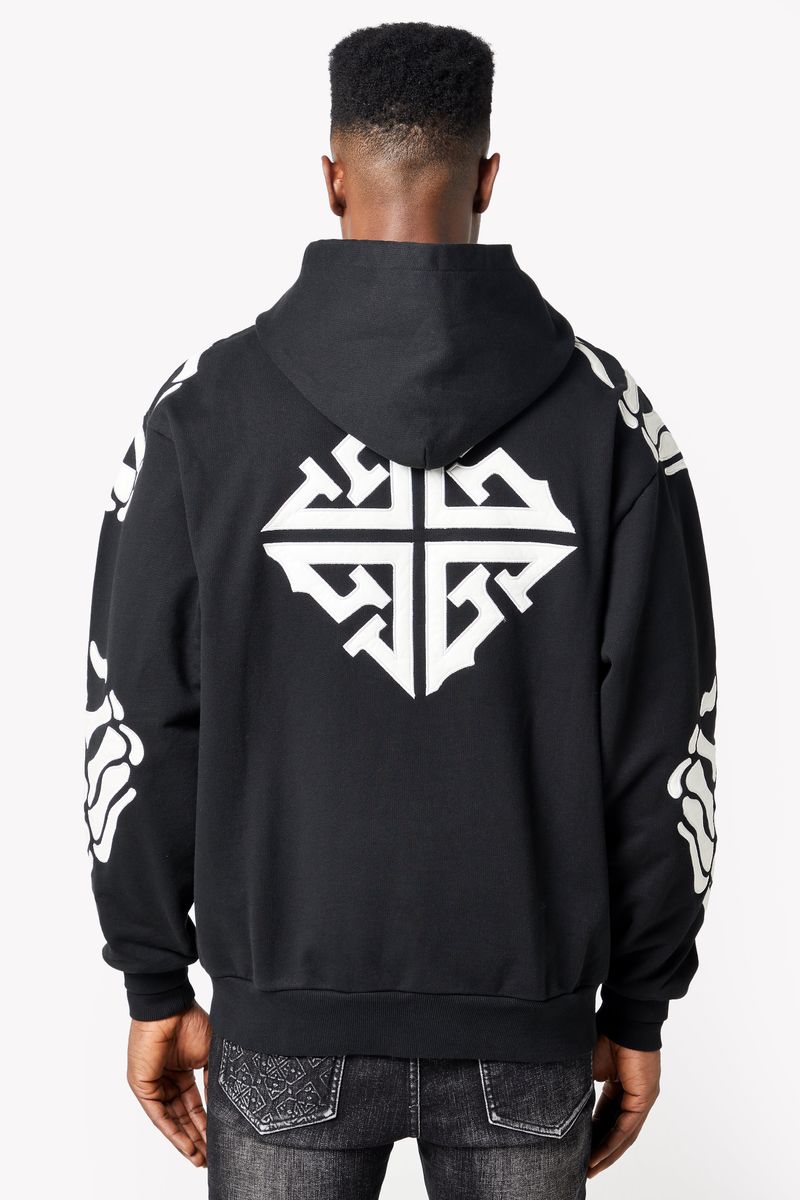 Guapi Obsidian Black Hell Dragger Hoodie with intricate dragon design and comfortable fit for men