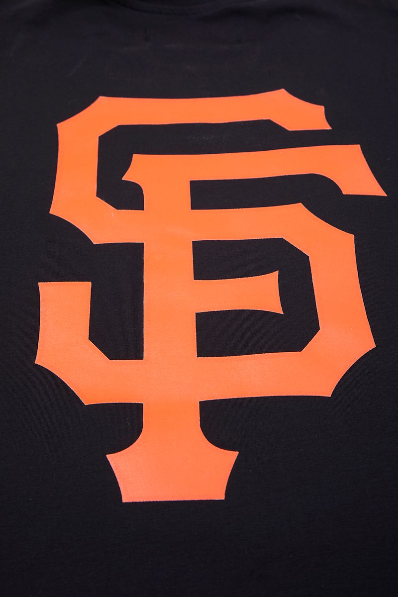 Men's black mesh tee featuring San Francisco Giants branding and taping design for a sporty look