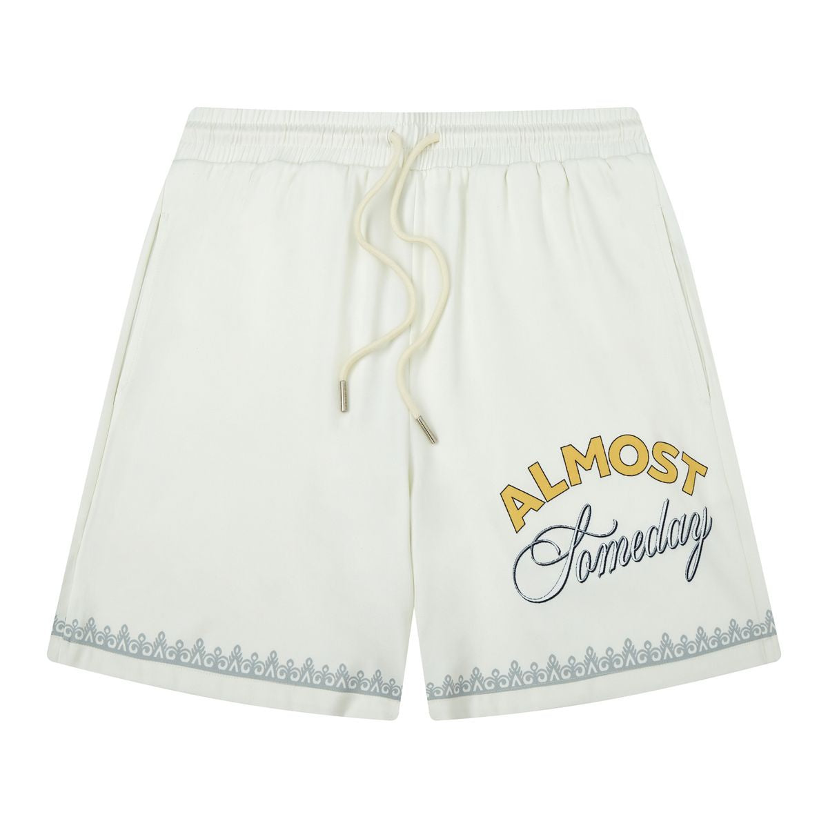 Cream-colored Almost Someday Daydream Shorts featuring a relaxed fit and stylish design