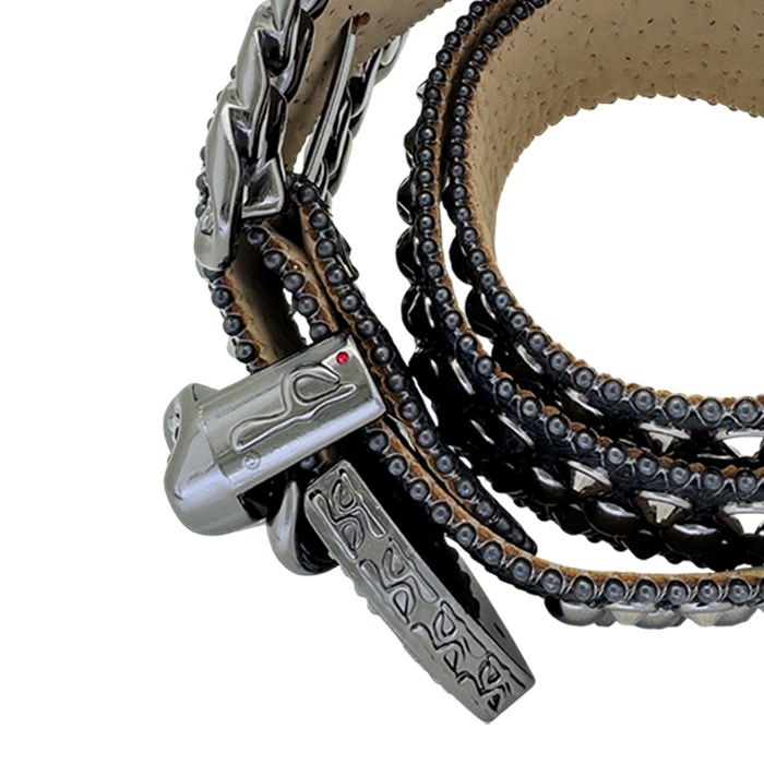 BB Simon Curb Chain Safa 2 Belt - Jet Hem (W25-JetHem-BF) product image showcasing stylish black belt with metal chain detail