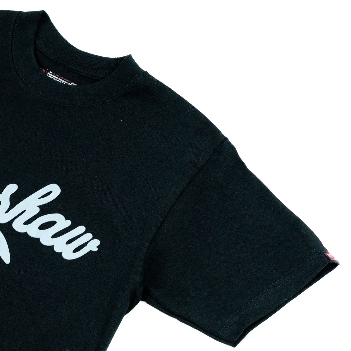 High definition screen print on black and grey tee